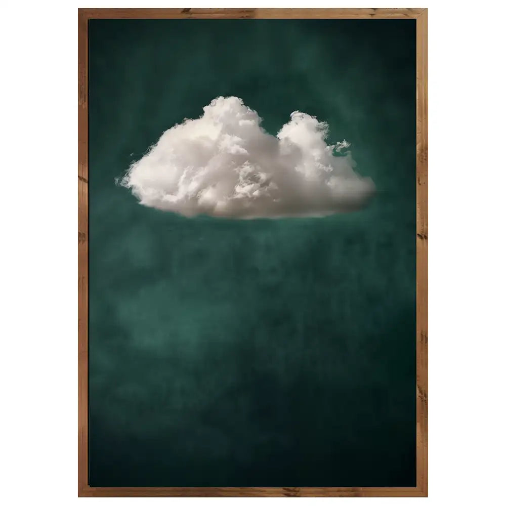 Cuadro abstracto | Verde profundo y nube blanca