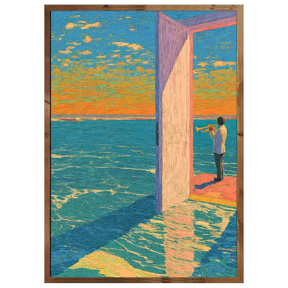 Cuadro moderno con puerta al océano