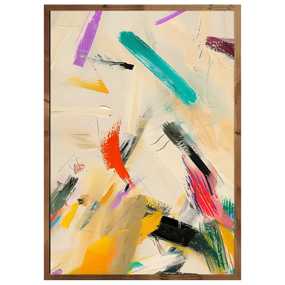 Cuadro abstracto con trazo libre y energía cromática