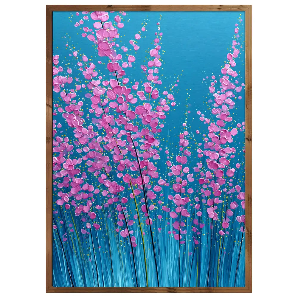 Cuadros modernos de flores | Azul y rosado