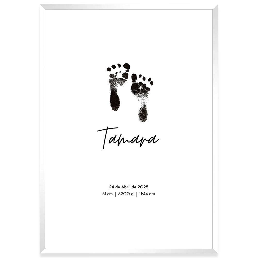 Cuadro natalicio personalizado con huellas del bebé