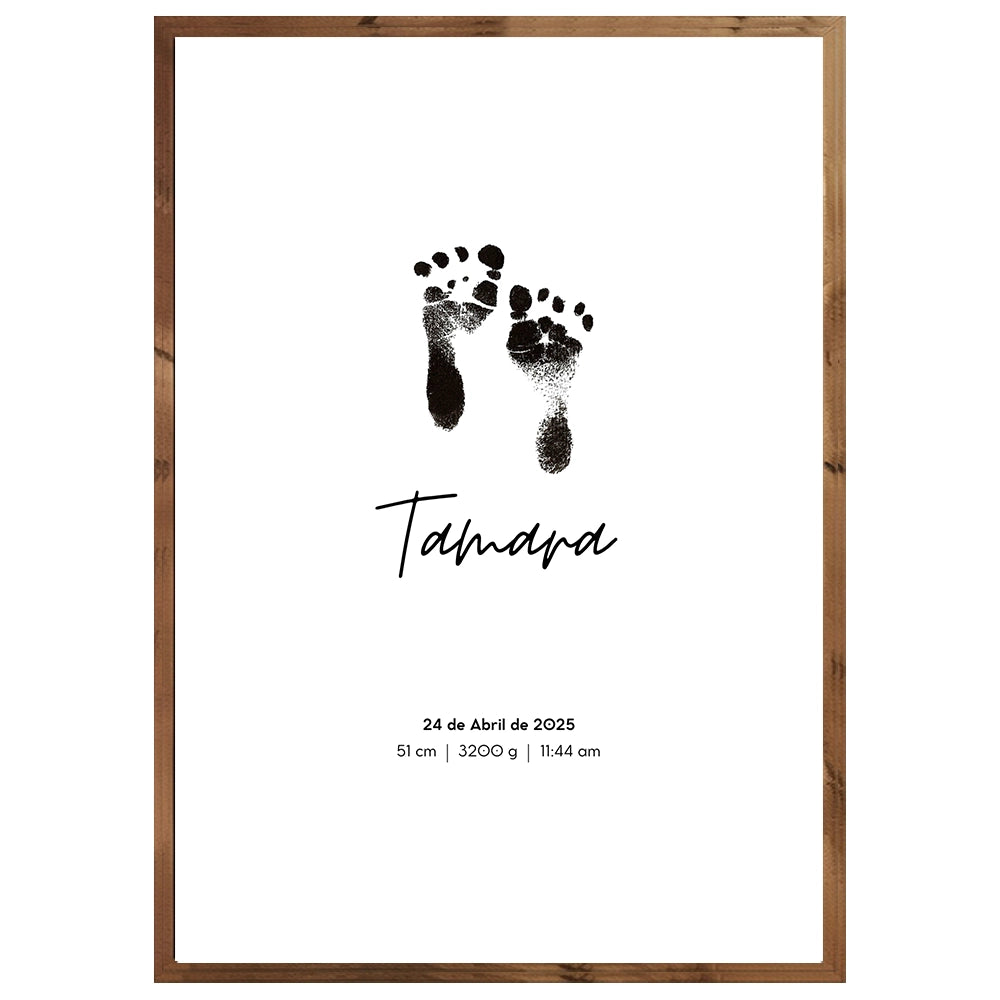 Cuadro natalicio personalizado con huellas del bebé