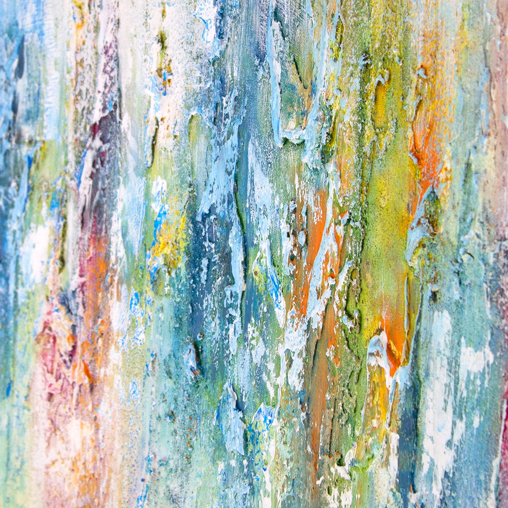 Cuadro abstracto de colores con textura pintado a mano