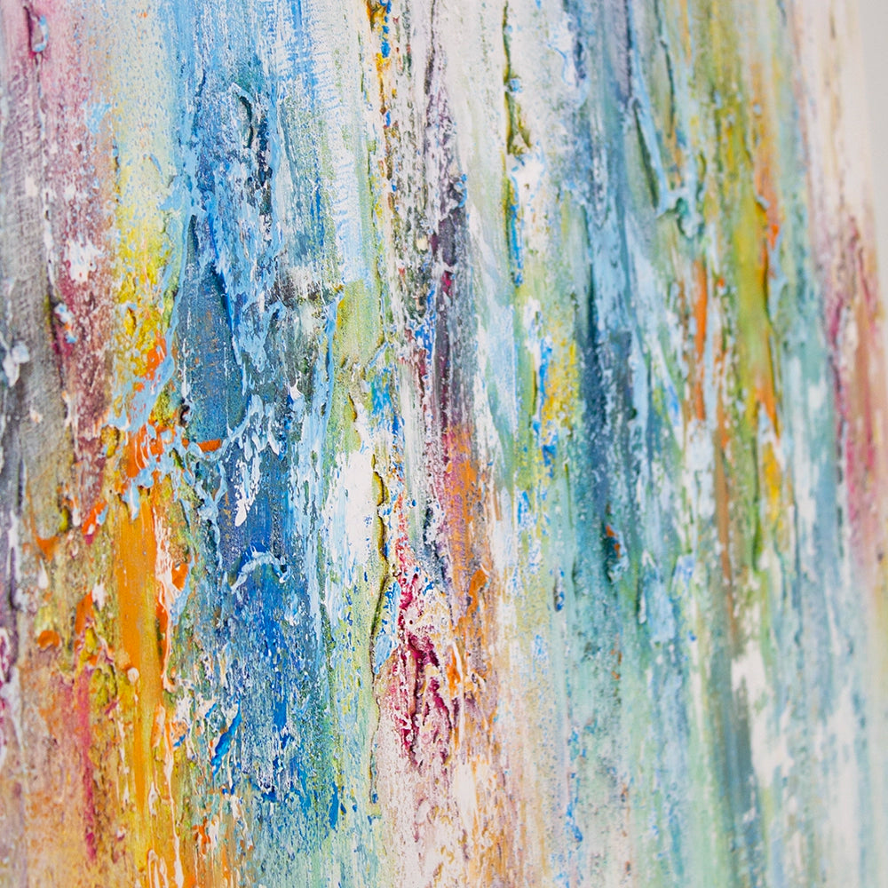 Cuadro abstracto de colores con textura pintado a mano