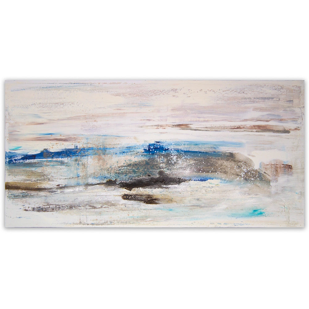 Cuadros abstractos azules pintados a mano en relieve