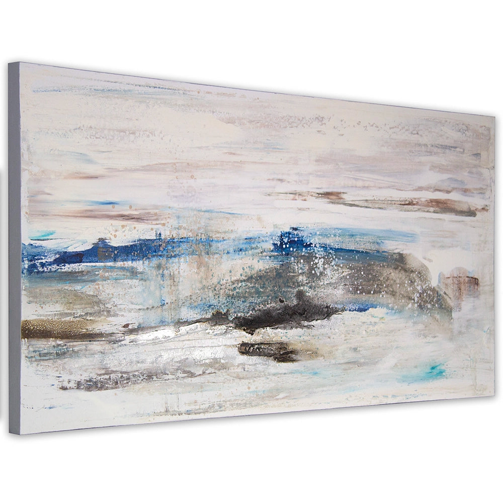 Cuadros abstractos azules pintados a mano en relieve