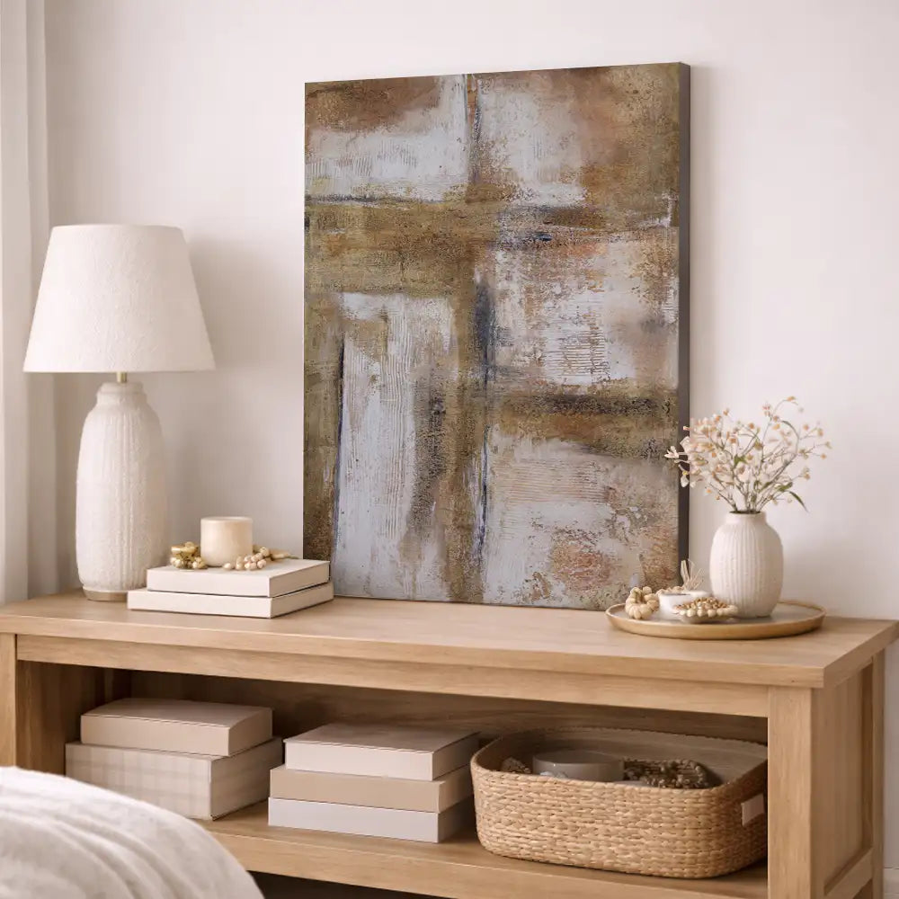 Capas en tonos arena y ocre con textura (sin marco)