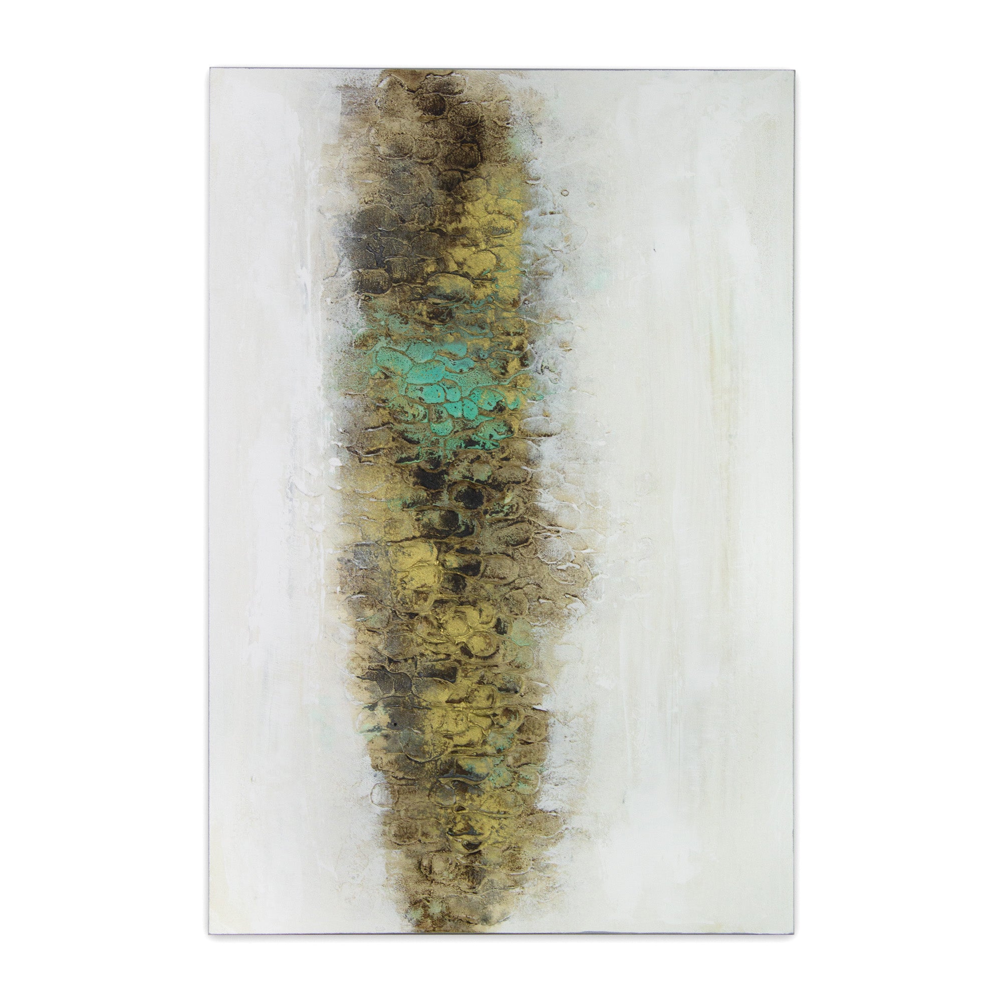 Cuadro con relieve pintado a mano en tonos tierra y dorado