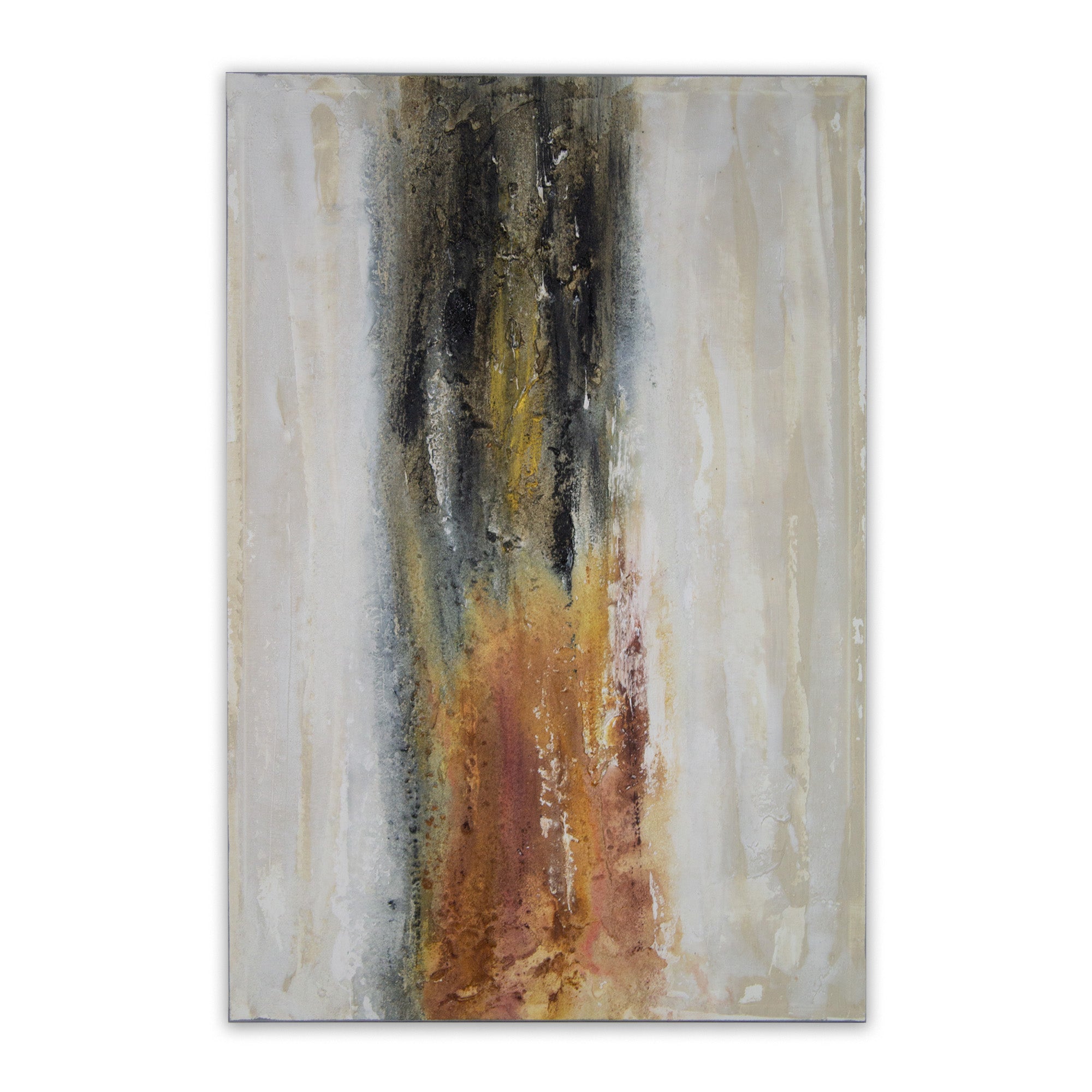 Cuadro abstracto pintado a mano en tonos tierra quemada