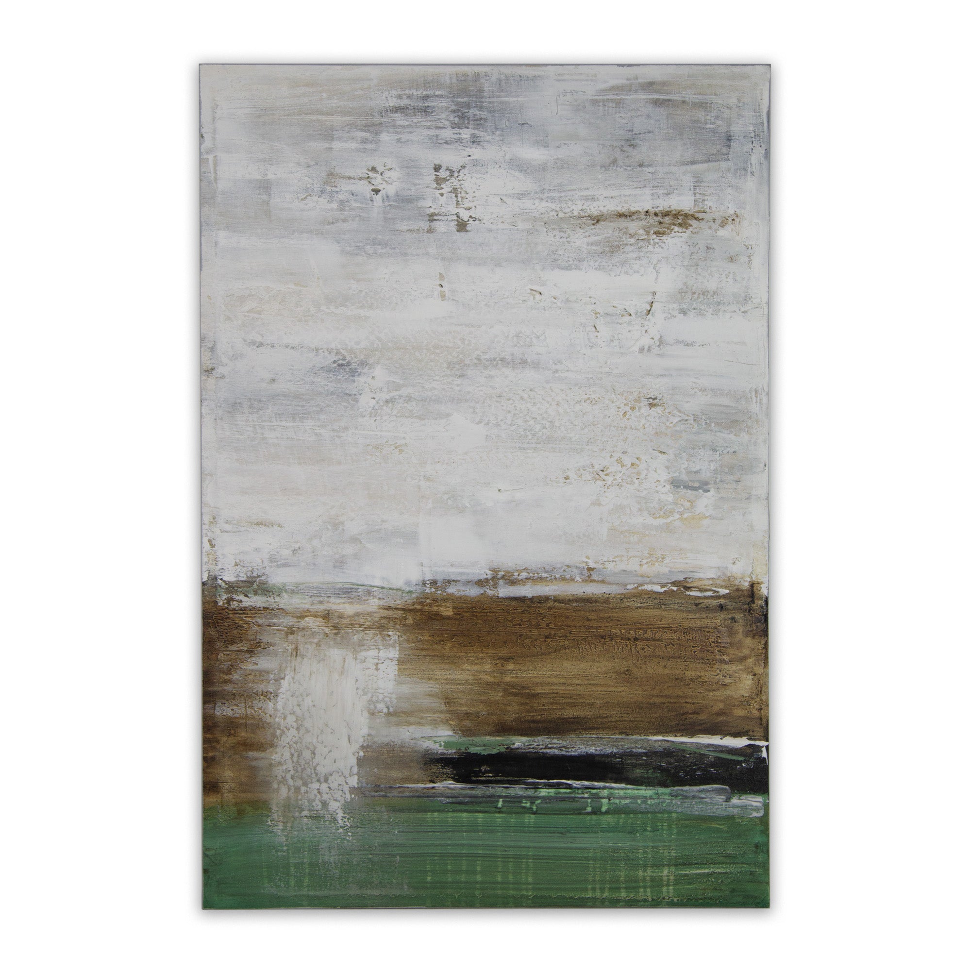 Cuadro pintado a mano moderno con contraste en tonos tierra y verde