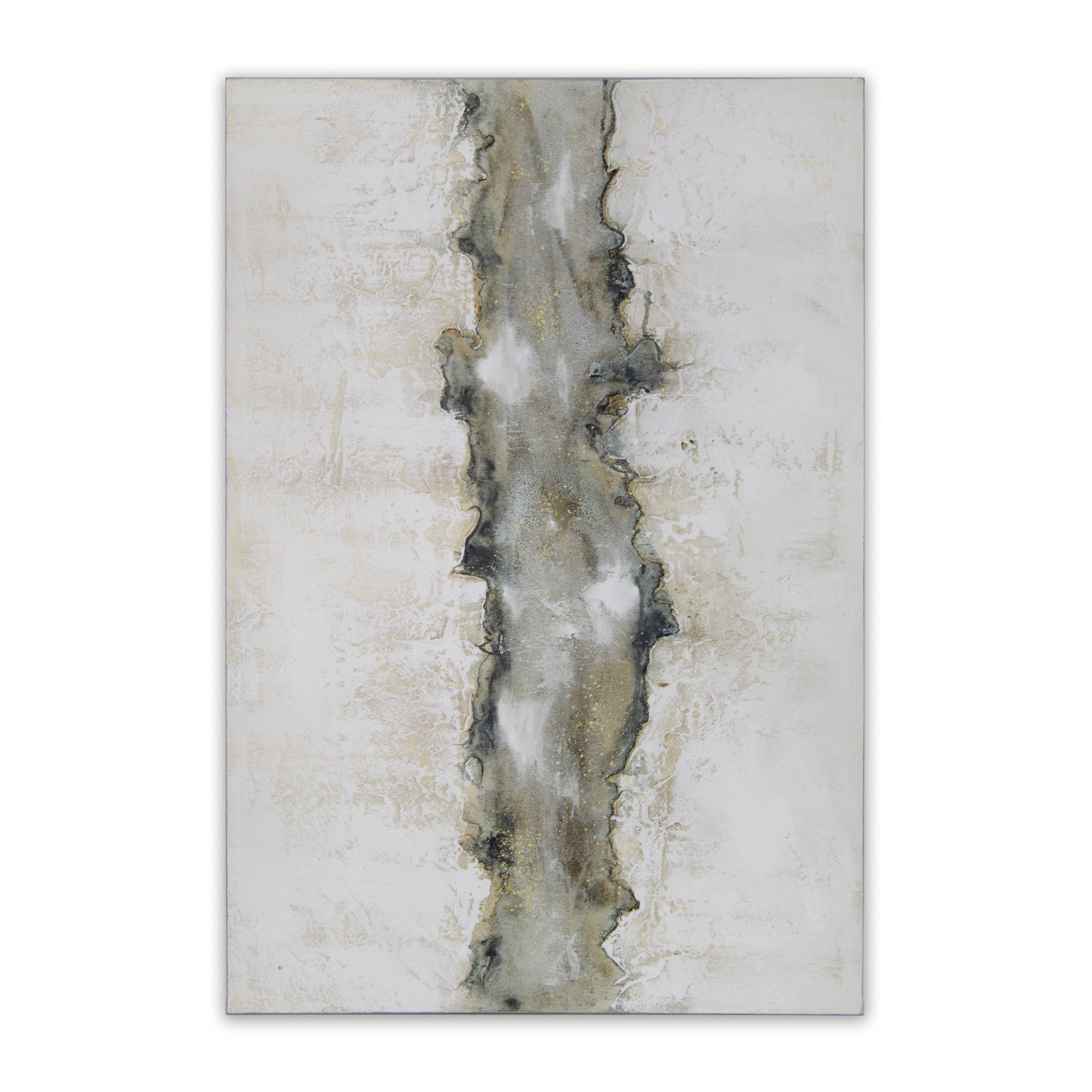 Cuadro con relieve pintado a mano en tonos beige y grafito