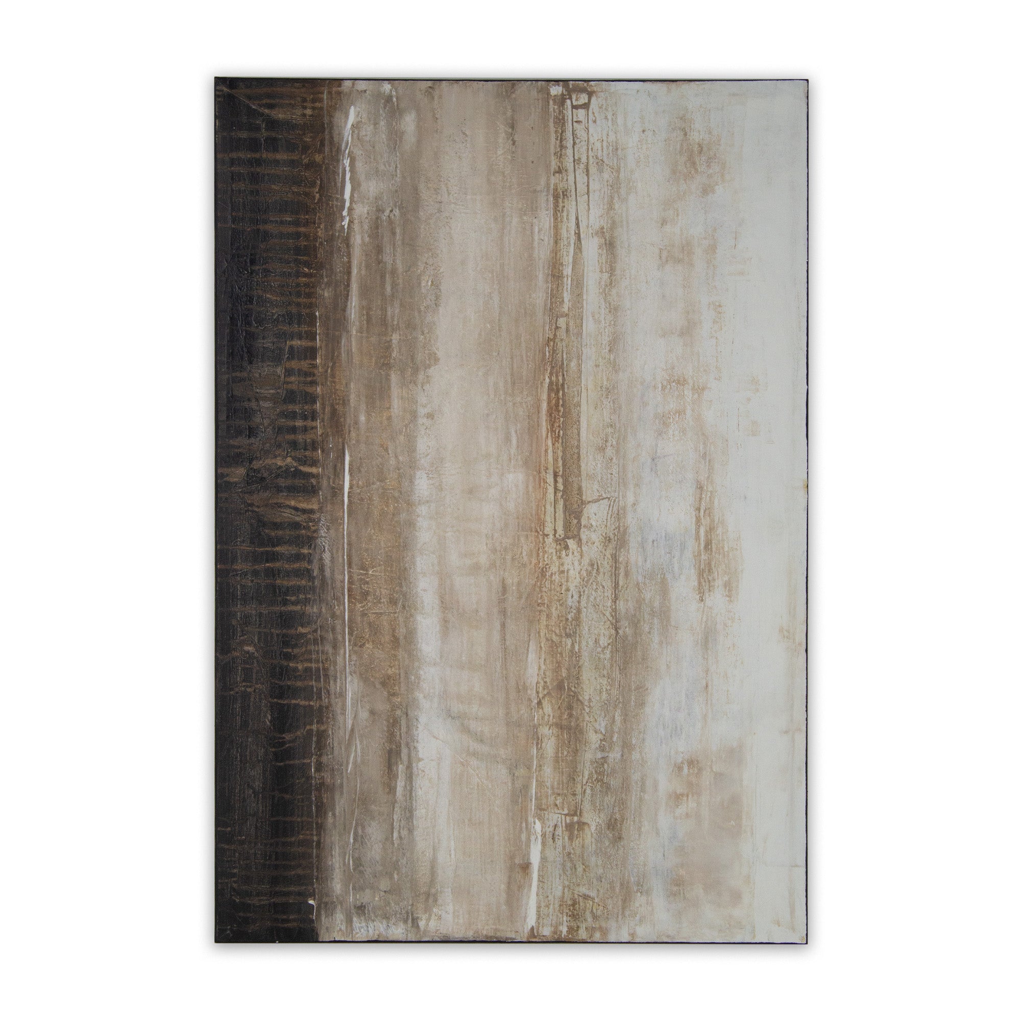Cuadro de pintura abstracta en tonos tierra y blanco texturizado
