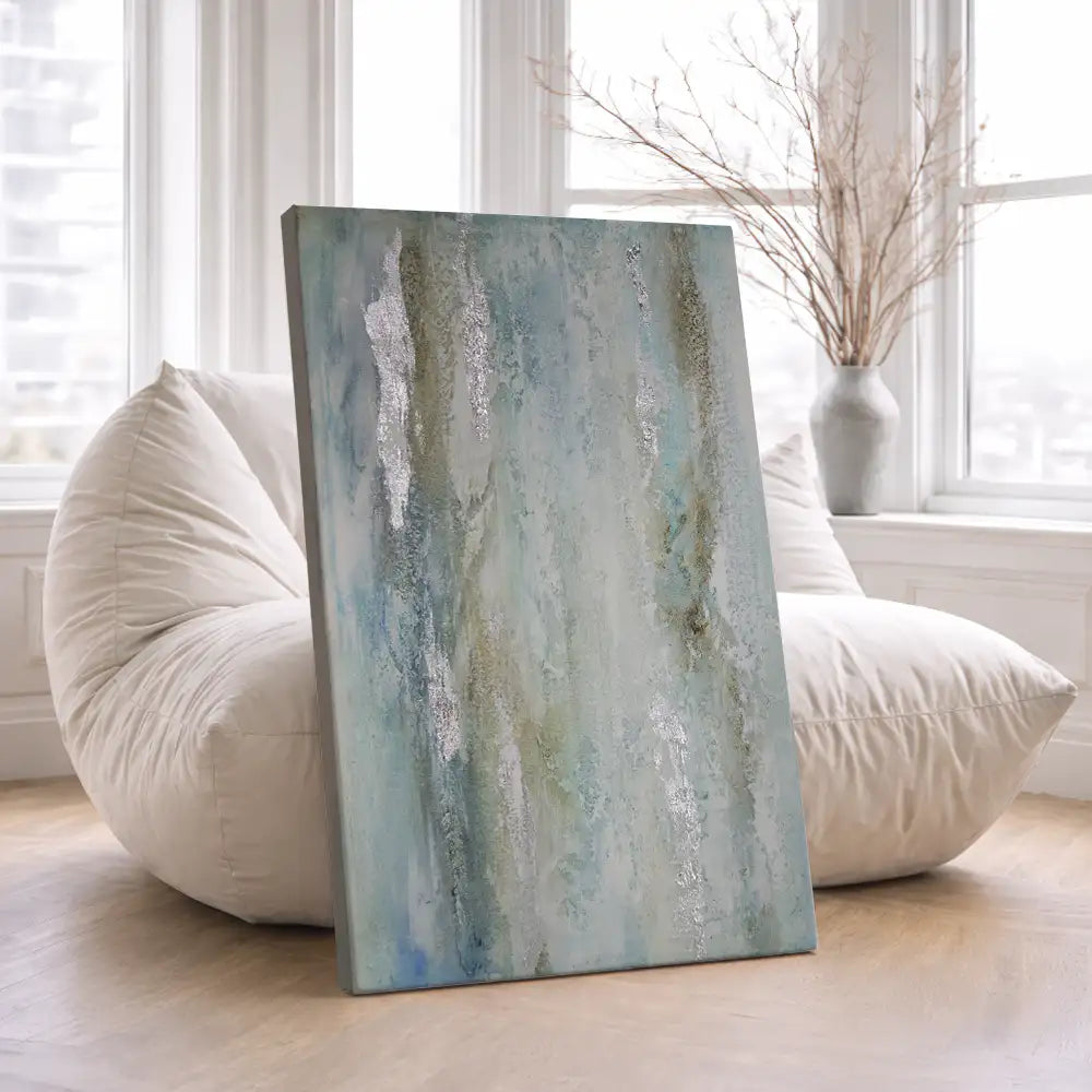 Acrílico con textura y acentos plata — tamaños a elegir