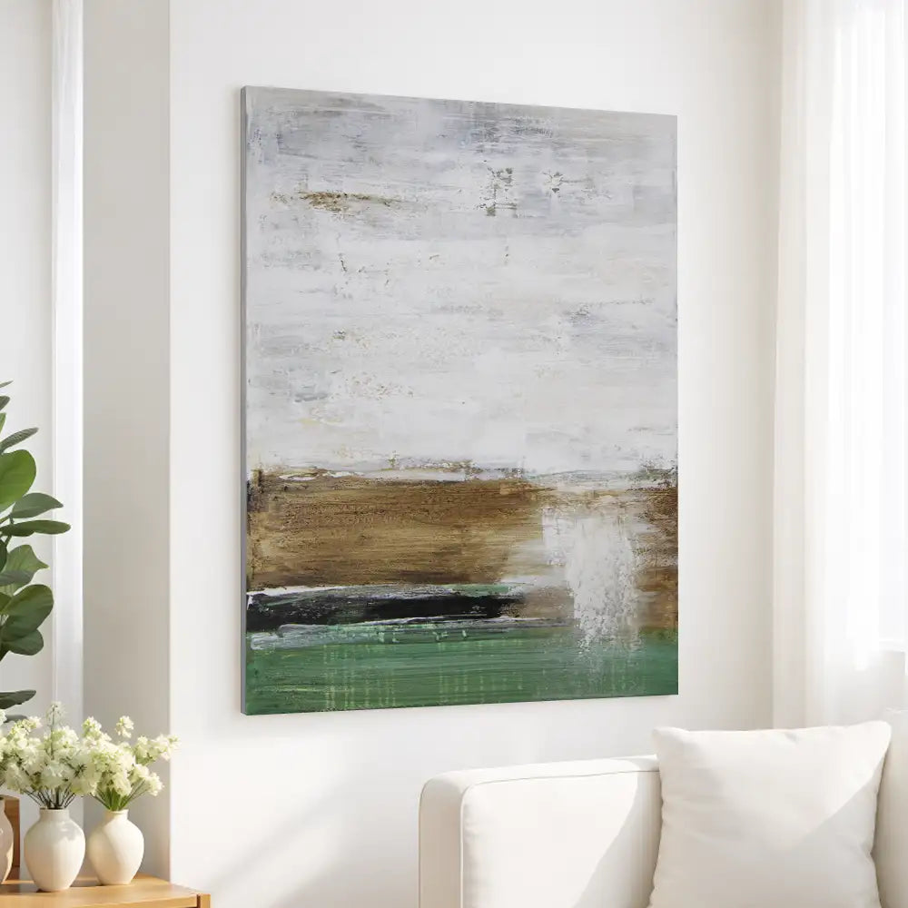 Blanco roto, marrón y verde en dos planos (sin marco)