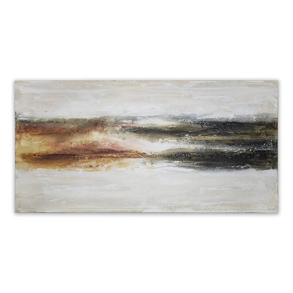 Cuadro abstracto pintado a mano en tonos tierra quemada