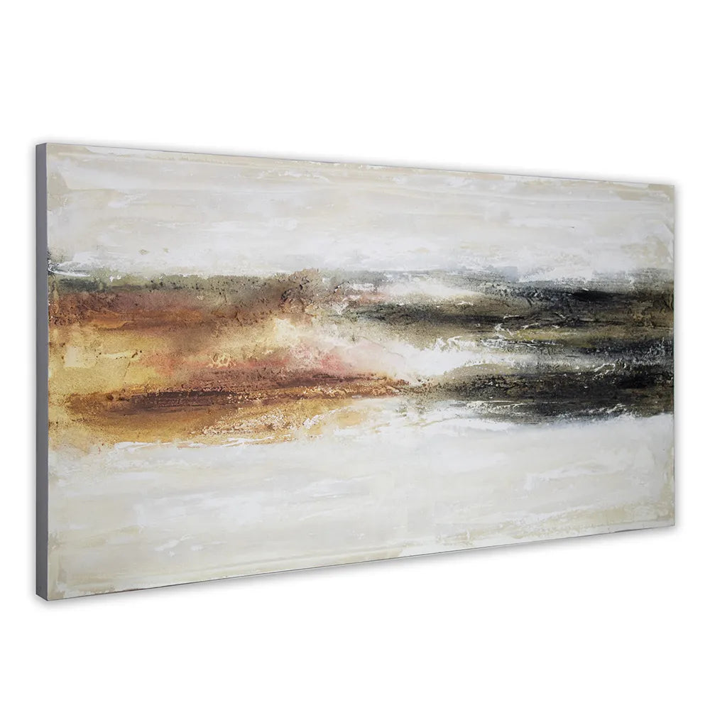 Cuadro abstracto pintado a mano en tonos tierra quemada