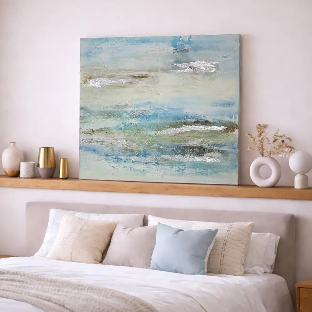 Acrílico con textura y acentos plata — tamaños a elegir