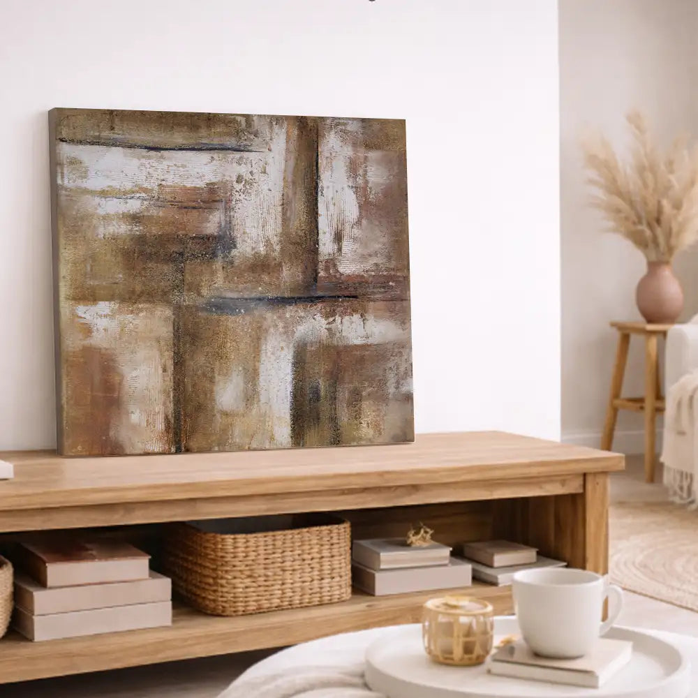 Capas en tonos arena y ocre con textura (sin marco)