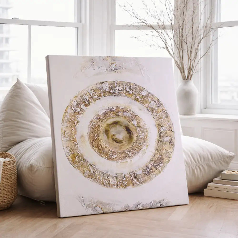 Círculo en relieve sobre fondo claro (80×80, sin marco)