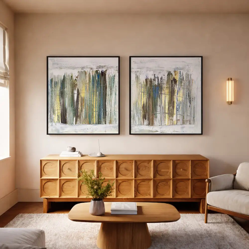 Cuadro pintado a mano en dorado y plateado abstracto