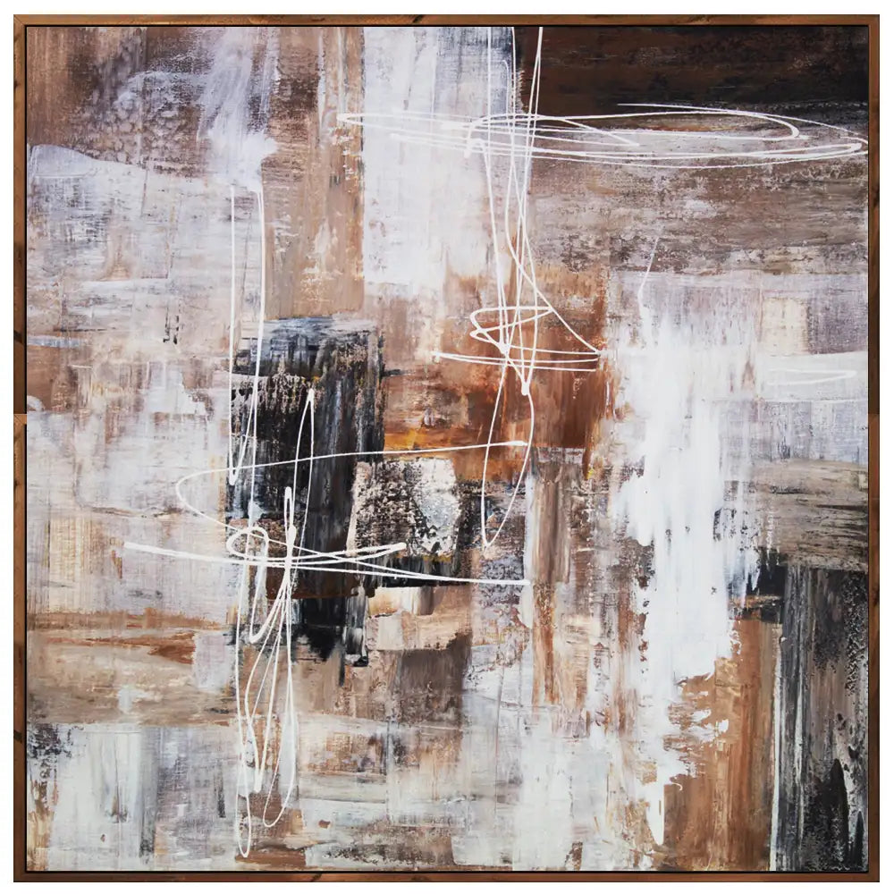 Cuadro abstracto moderno pintado a mano con líneas en blanco