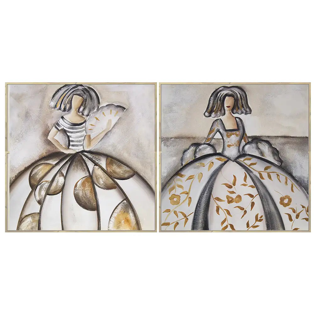 Cuadro de las meninas en tonos neutros y bronce