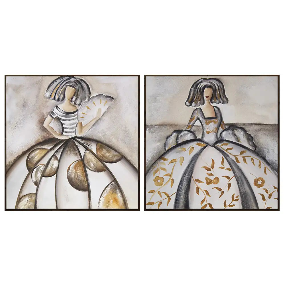 Cuadro de las meninas en tonos neutros y bronce