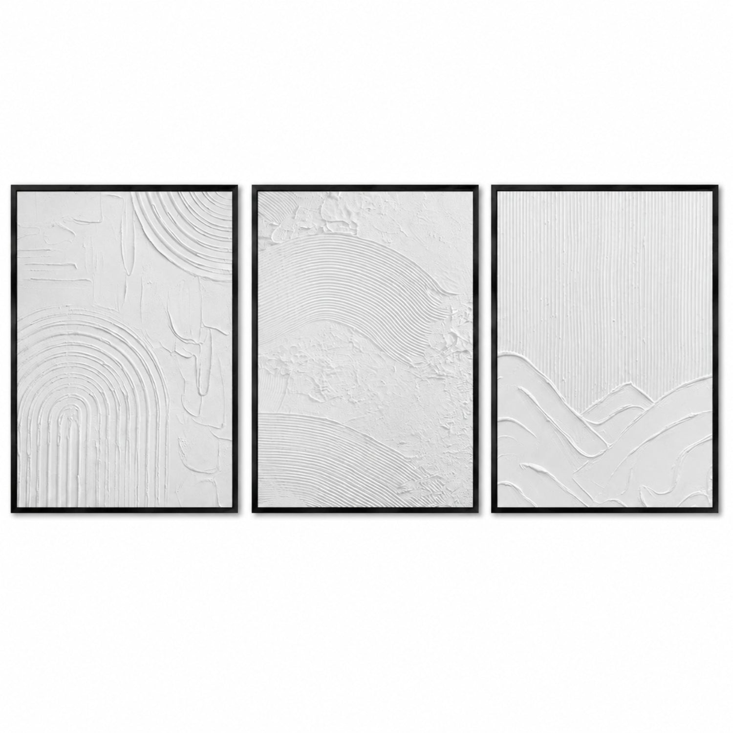 Cuadros de yeso en relieve, variante de marco en negro para contraste decorativo.