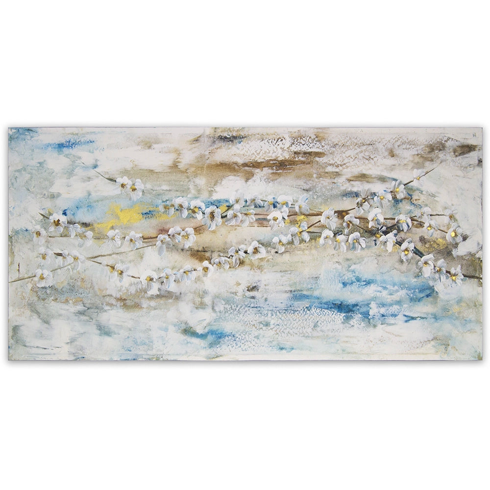 Cuadro de flores blancas |flor de almendro pintado a mano