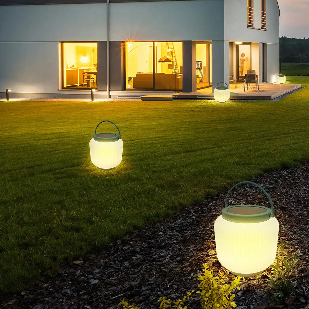 Lámpara de mesa exterior verde | Recargable con luz solar