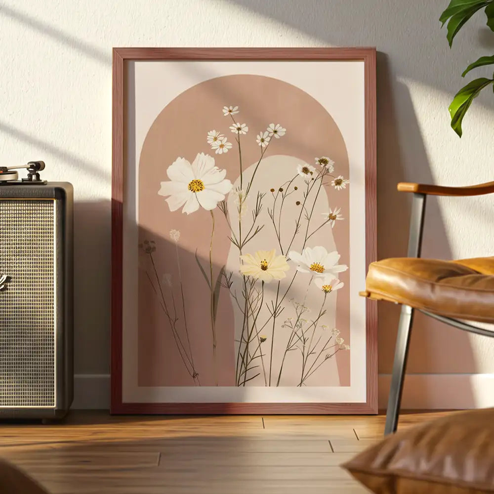 Ilustración botánica en tonos suaves — 40×50 en roble