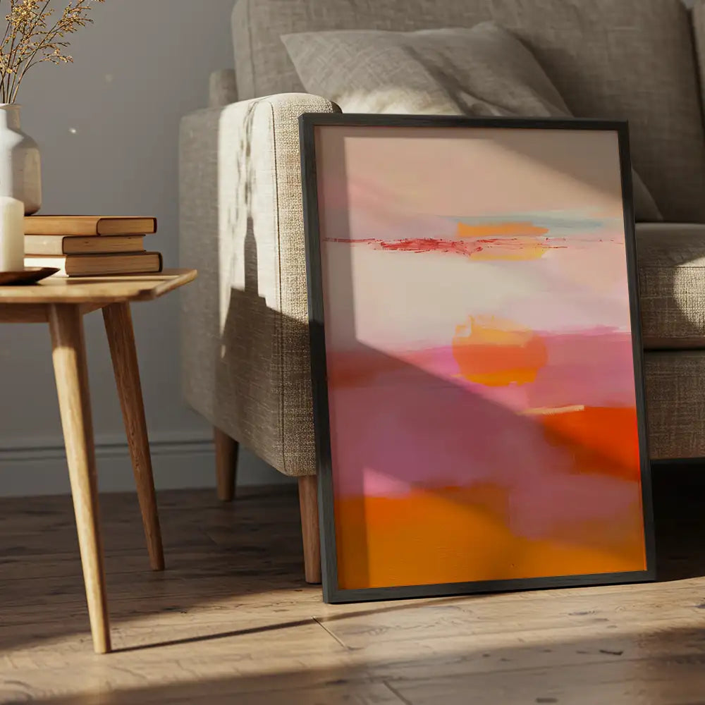 Rosas y coral en formato 30×40 (marco negro)