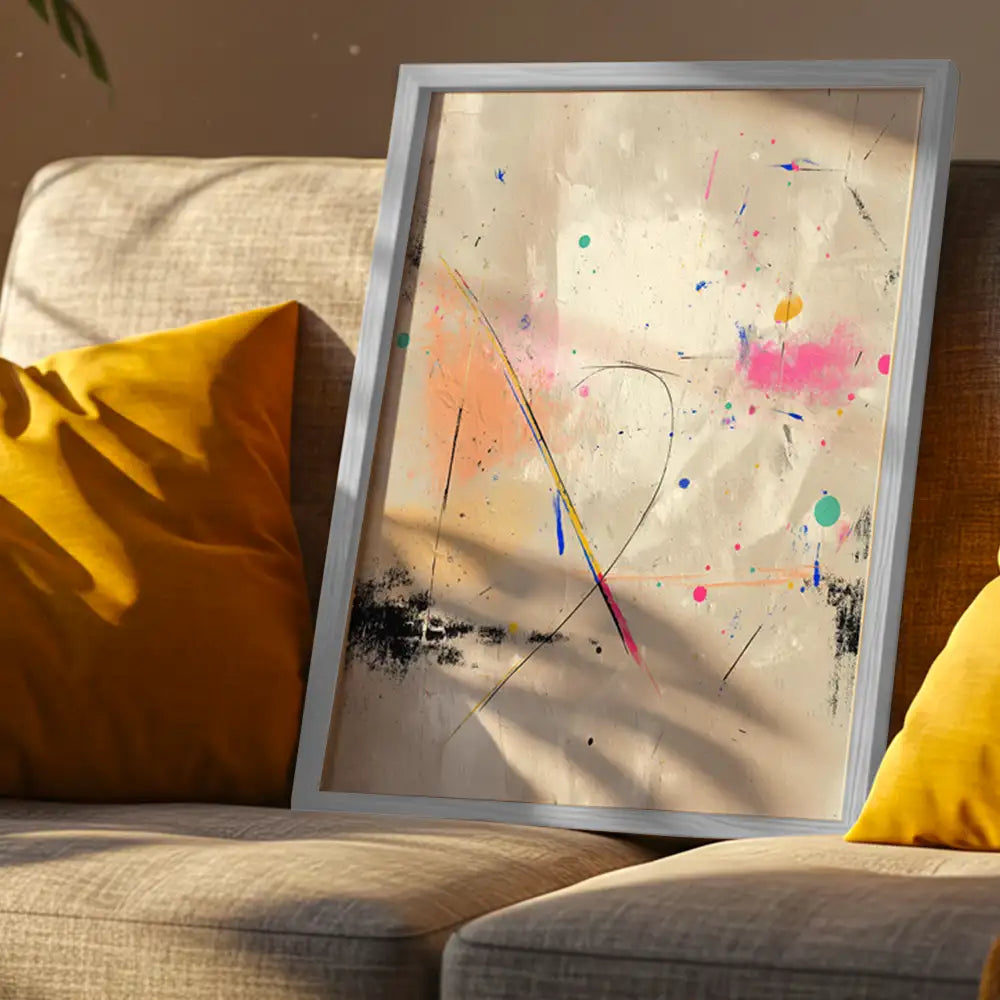 Trazos negros y acentos fucsia/turquesa (50x70)