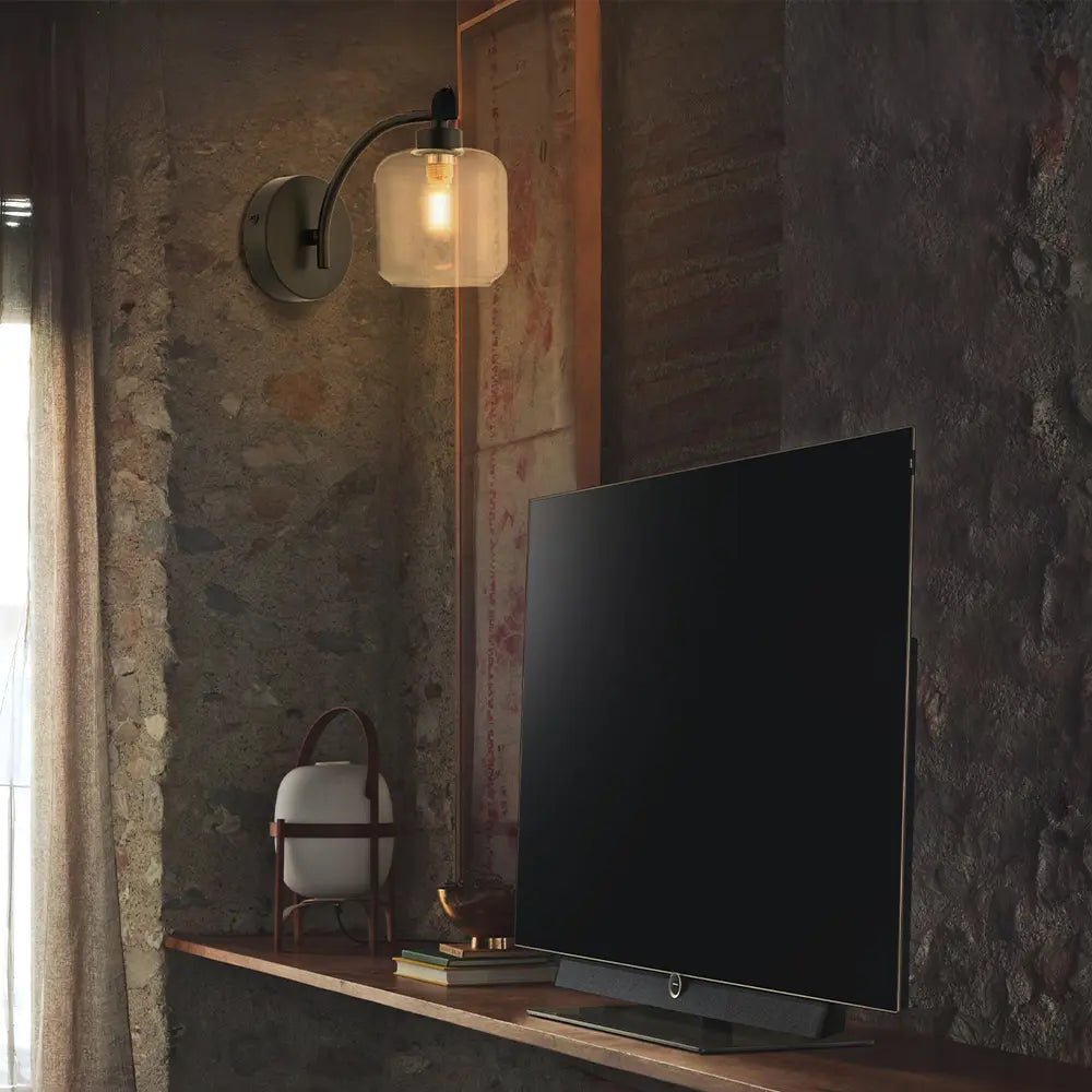 Aplique de pared en negro y cristal fumé - DekoArte