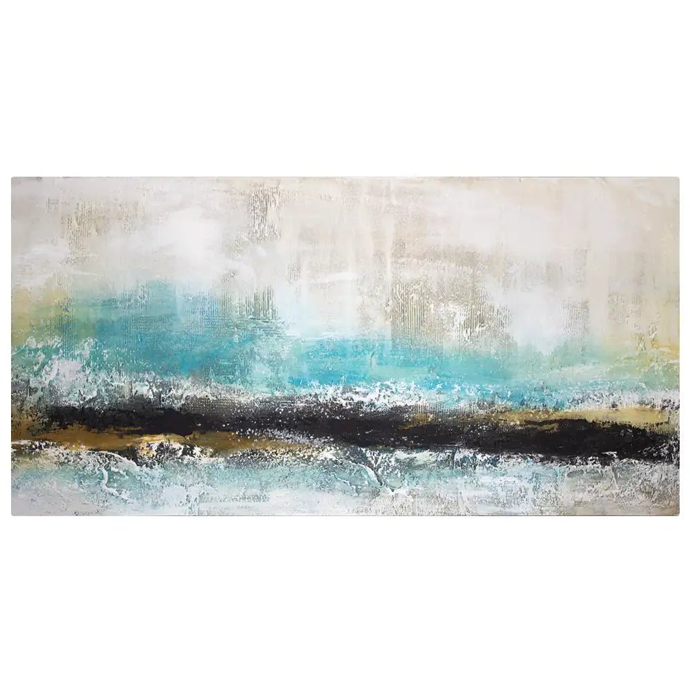 Cuadro abstracto acrílico en tonos turquesa y negro - DekoArte