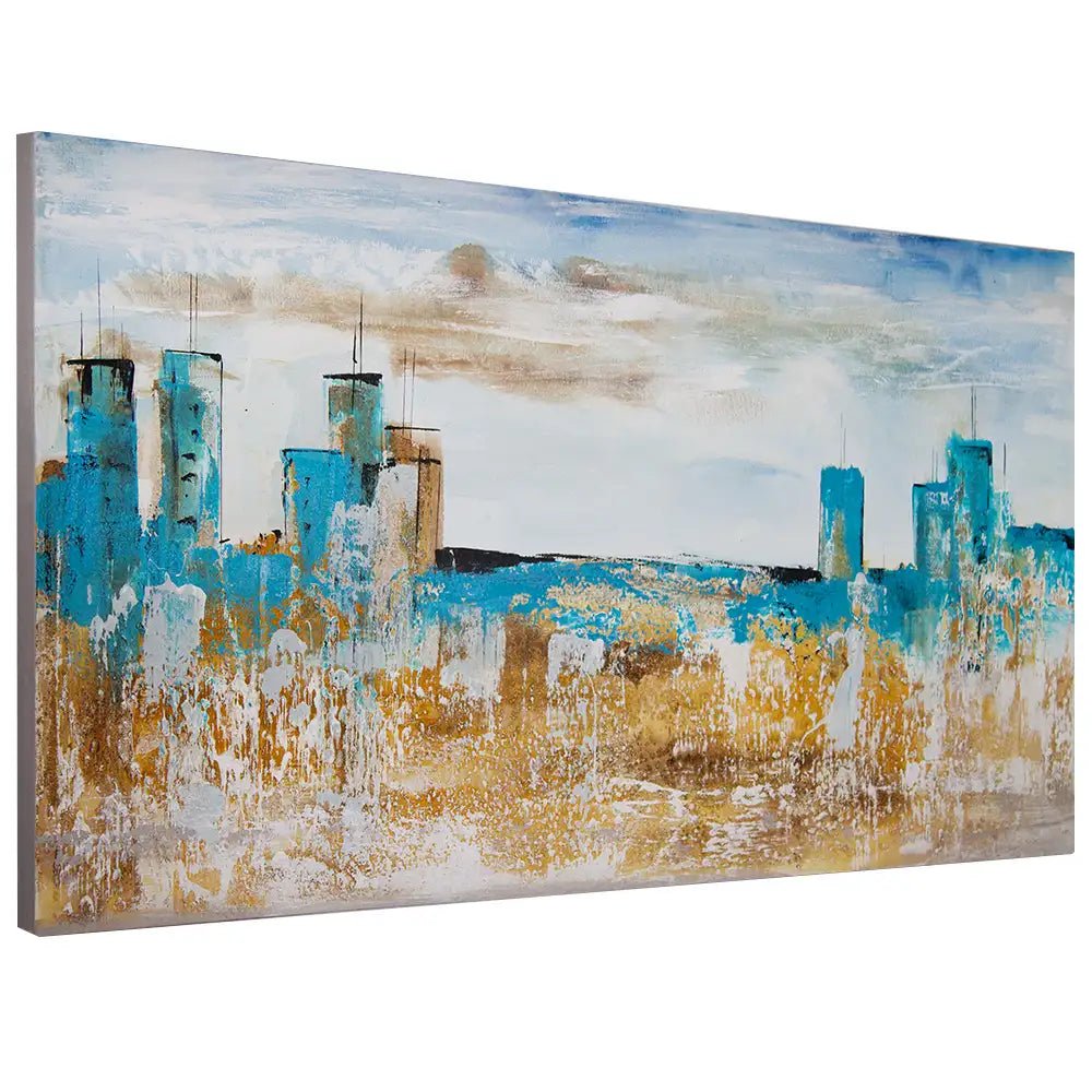 Cuadro abstracto azul pintado a mano en acrílico - DekoArte