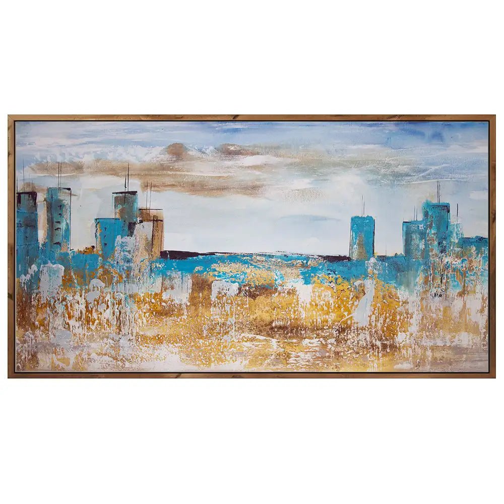 Cuadro abstracto azul pintado a mano en acrílico - DekoArte