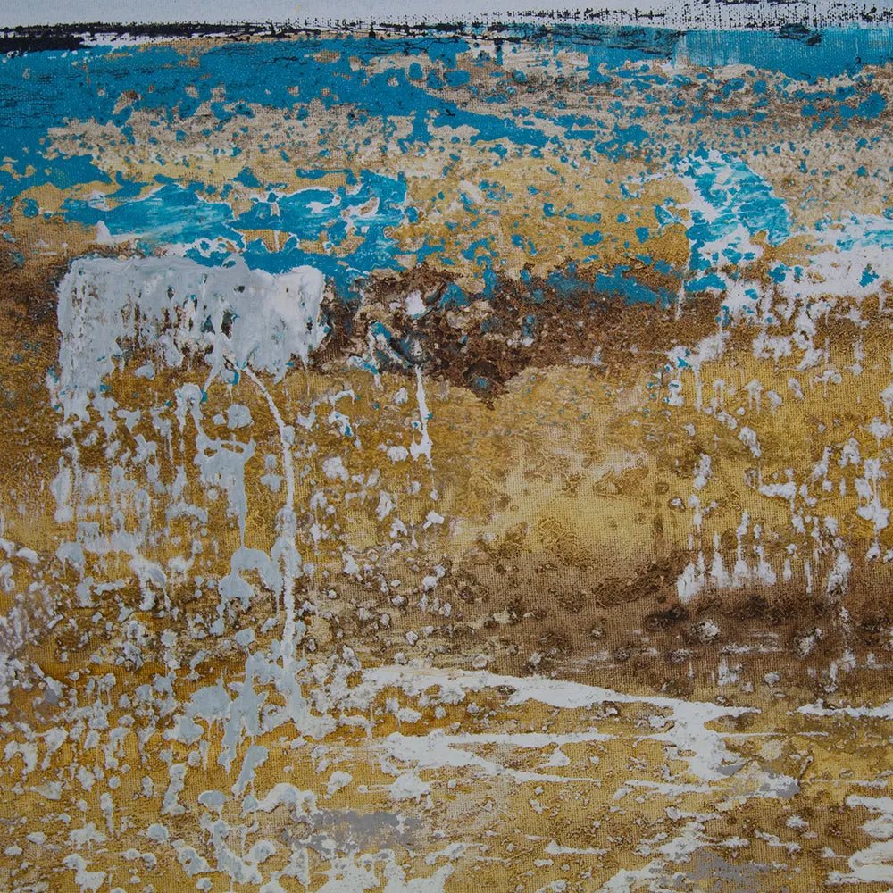 Cuadro abstracto azul pintado a mano en acrílico - DekoArte