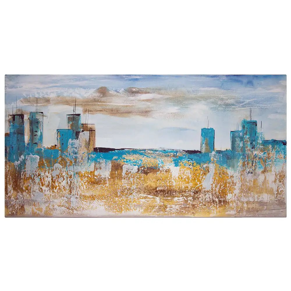 Cuadro abstracto azul pintado a mano en acrílico - DekoArte