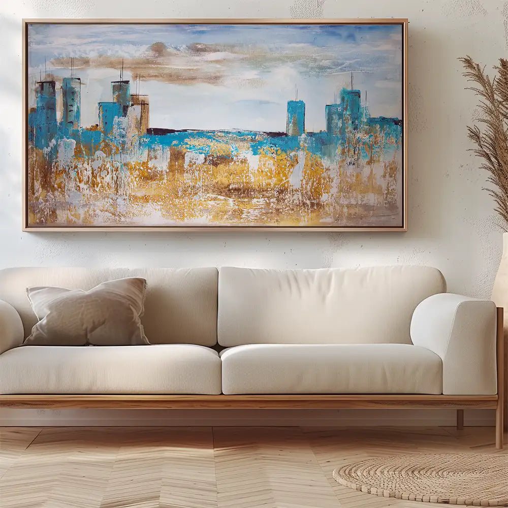 Cuadro abstracto azul pintado a mano en acrílico - DekoArte