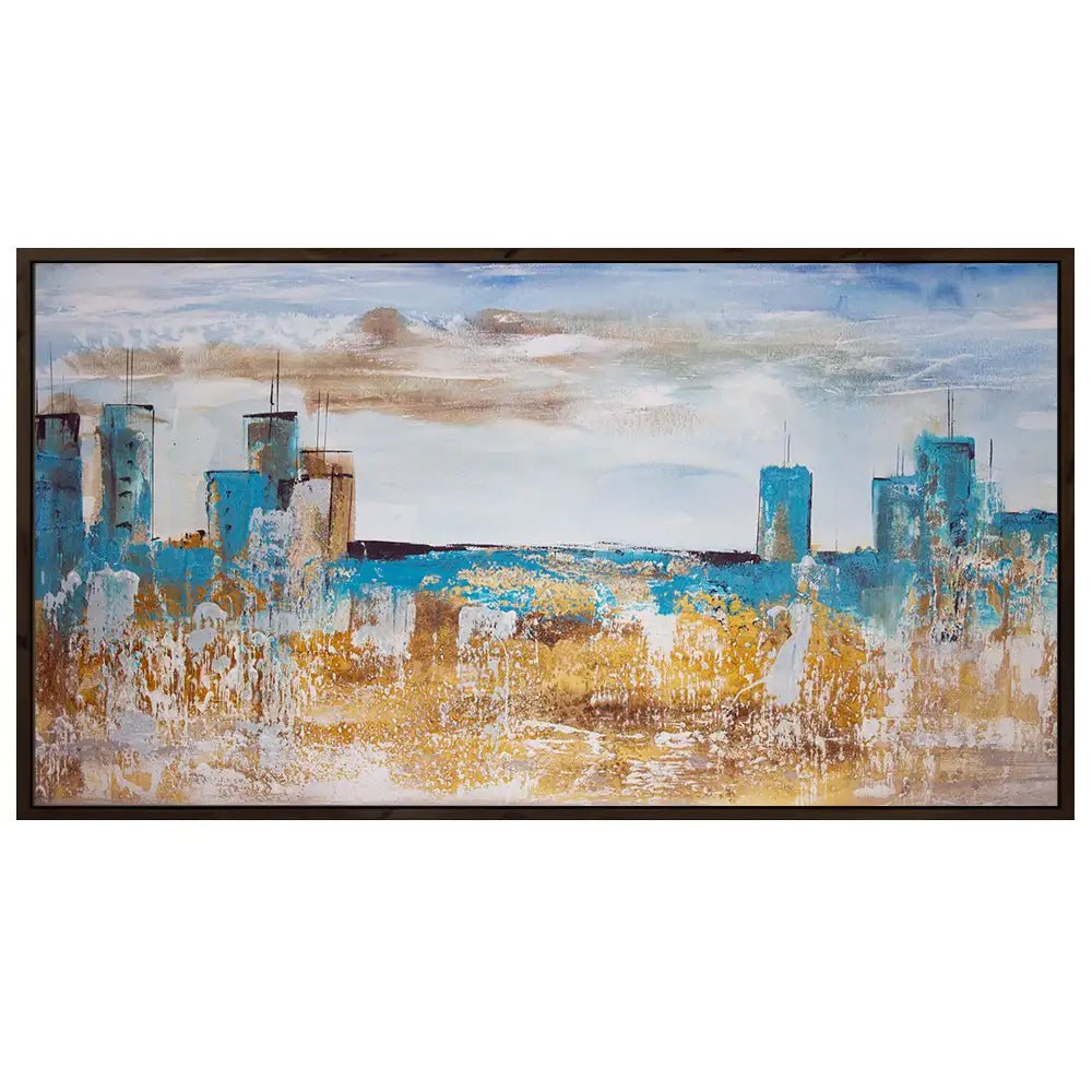 Cuadro abstracto azul pintado a mano en acrílico - DekoArte