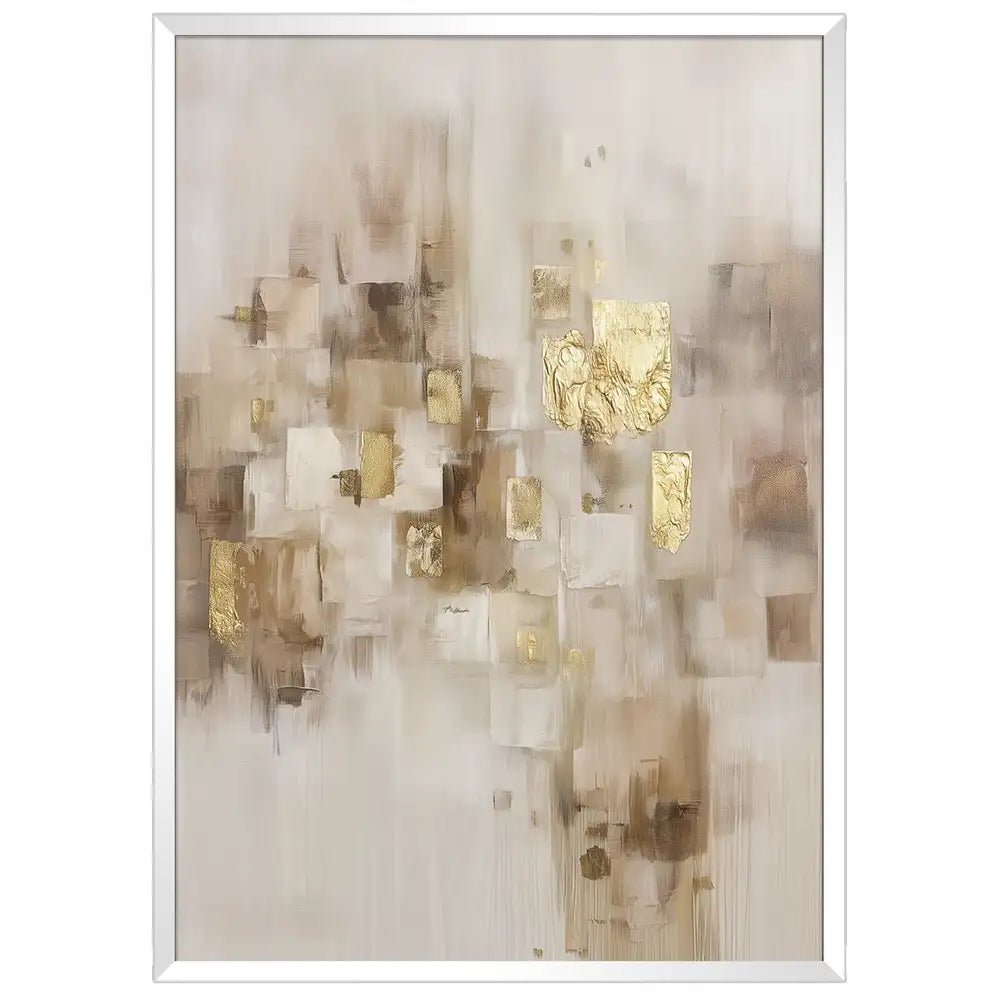 Cuadro abstracto con dorado y tonos neutros | Detalle y sutileza - DekoArte