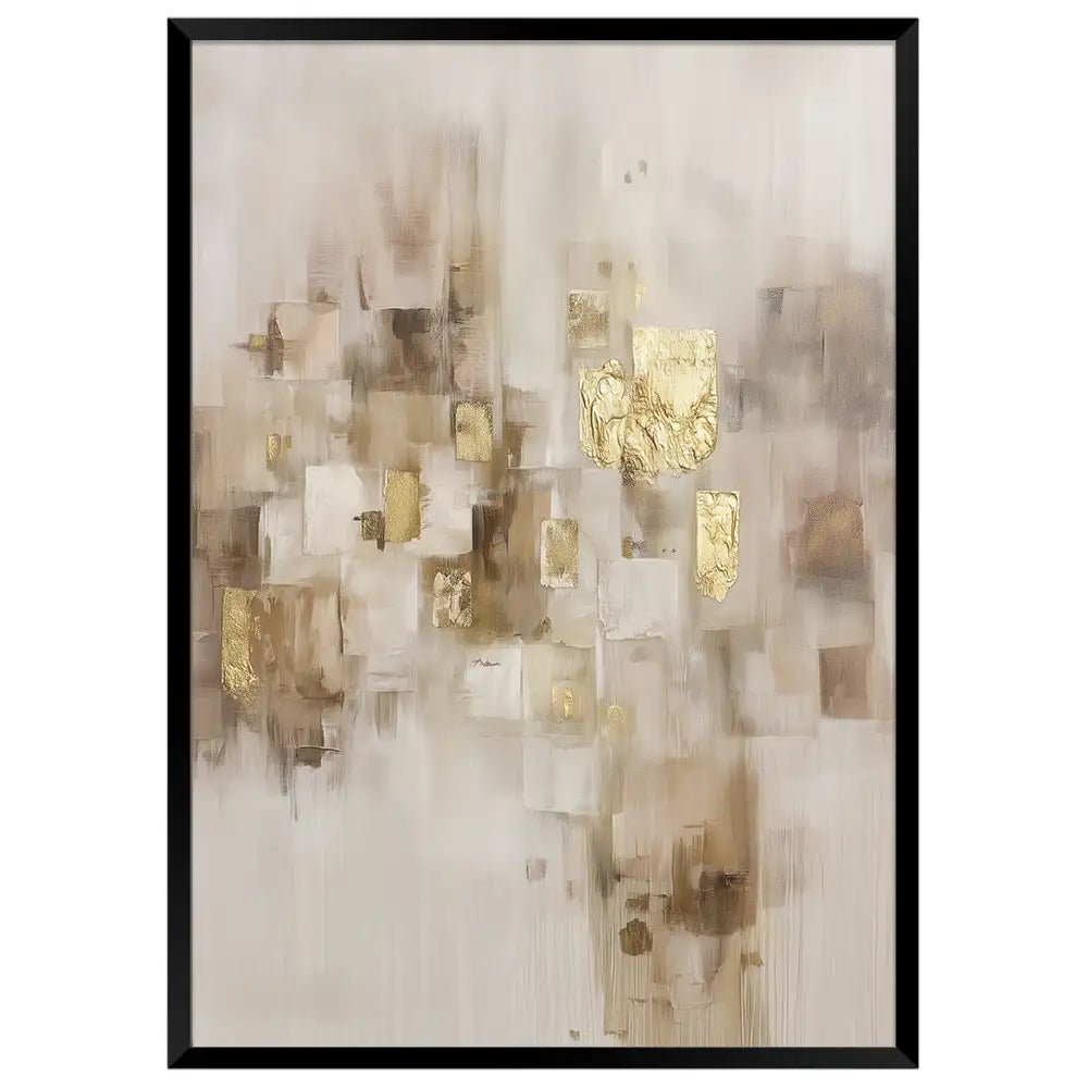 Cuadro abstracto con dorado y tonos neutros | Detalle y sutileza - DekoArte