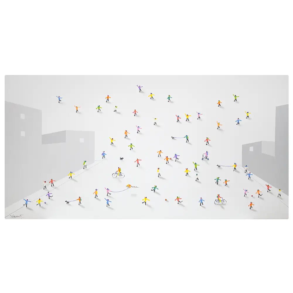 Cuadro abstracto con siluetas coloridas y textura en relieve - DekoArte