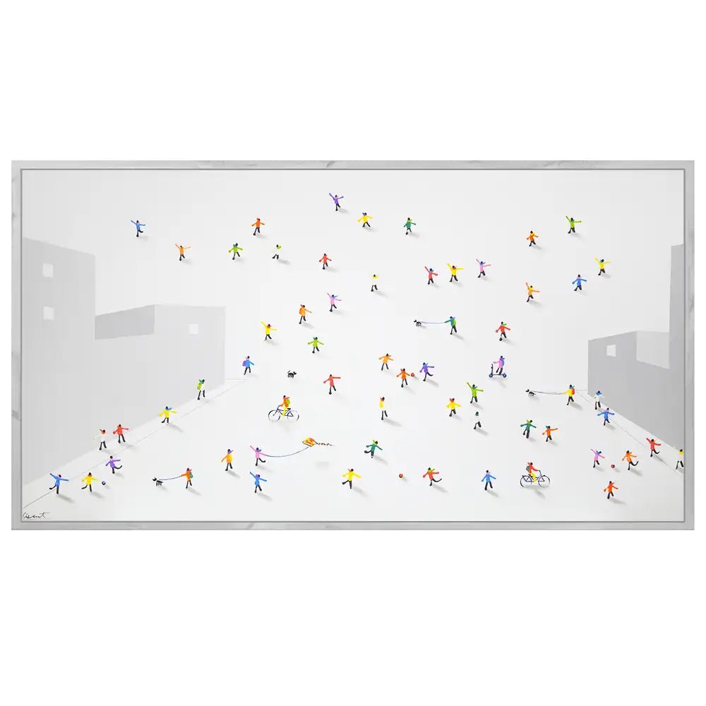 Cuadro abstracto con siluetas coloridas y textura en relieve - DekoArte