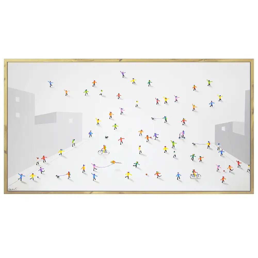 Cuadro abstracto con siluetas coloridas y textura en relieve - DekoArte