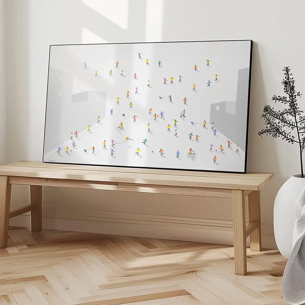 Cuadro abstracto con siluetas coloridas y textura en relieve - DekoArte