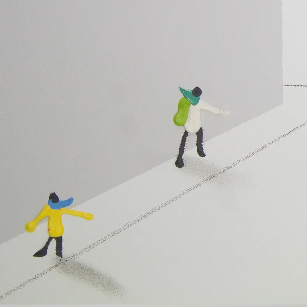 Cuadro abstracto con siluetas coloridas y textura en relieve - DekoArte
