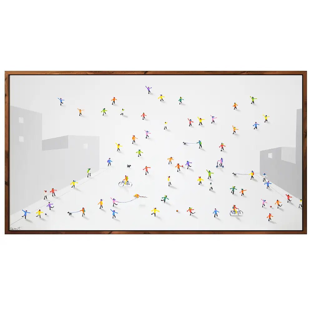 Cuadro abstracto con siluetas coloridas y textura en relieve - DekoArte