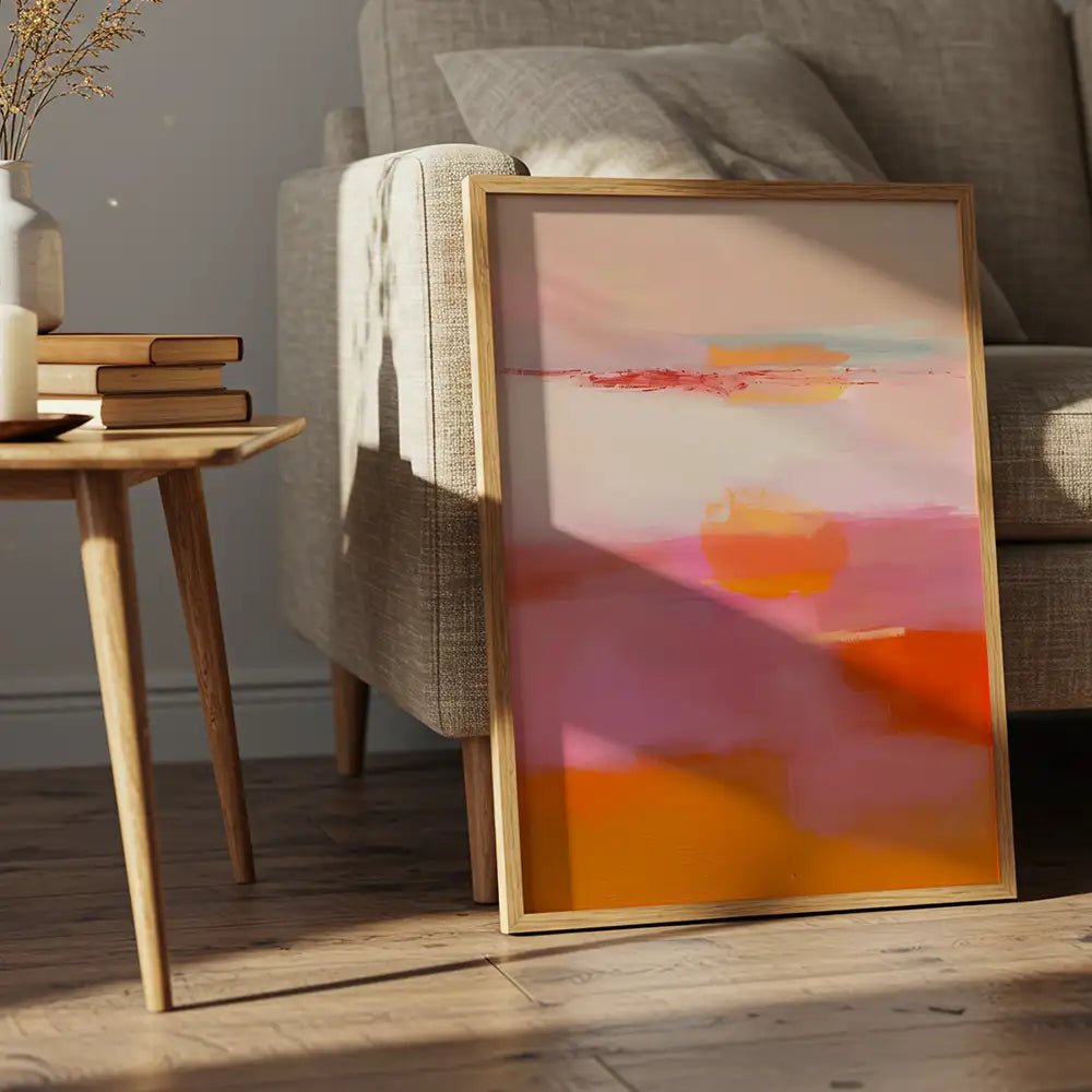 Cuadro abstracto con tonos cálidos y composición serena - DekoArte